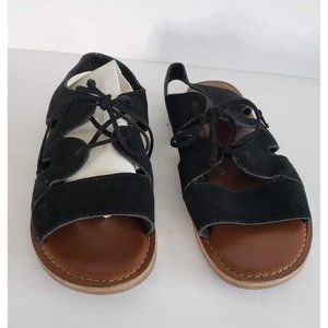 Toms Suede Calipso Flats Women Size 9.5 Black Cushioned Modern Gladiator